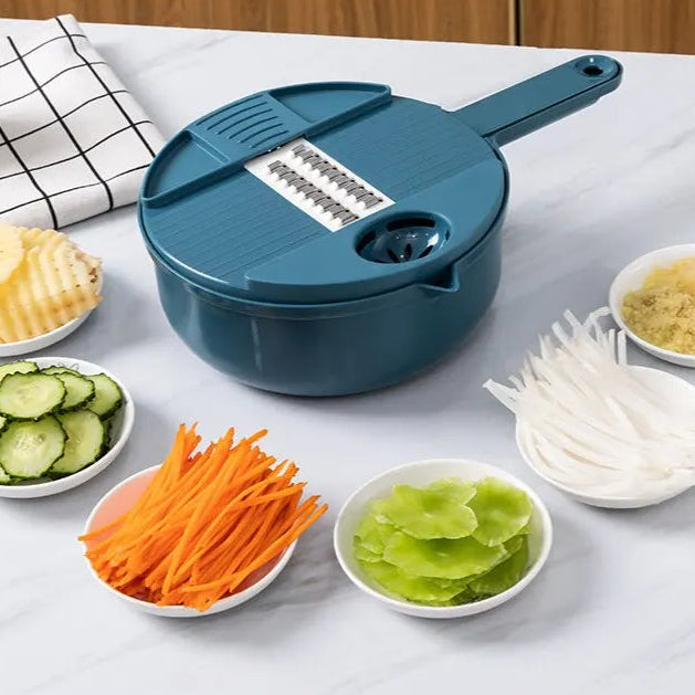 Mandoline cuisine avec récipiant intégré