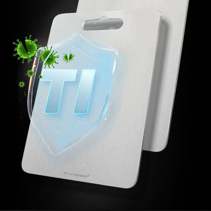 Symbole antibactérien sur planche à découper en titane