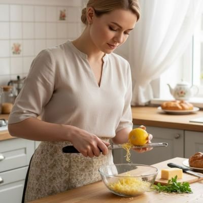 Cuisinière rape un citron avec Râpe microplane