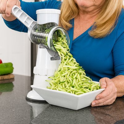 Cuisinière utilise Râpe à légumes manuelle à manivelle et trémie verticale