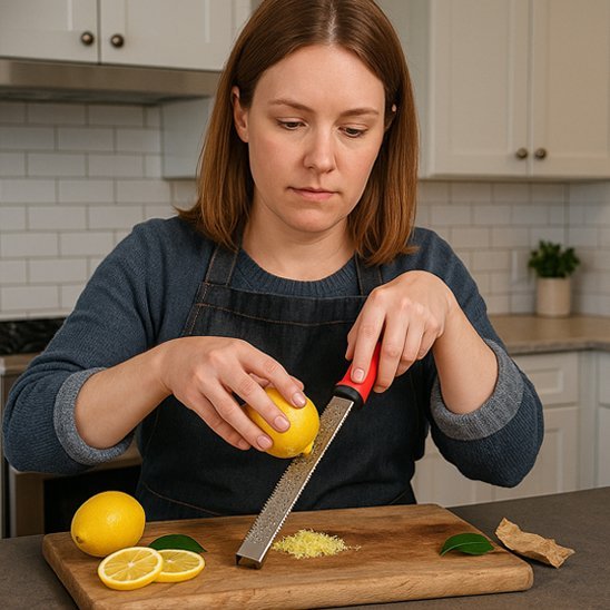 Femme râpe citron sur Microplane Zesteur