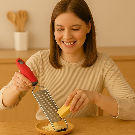 femme râpe fromage facilement avec Râpe à fromage 