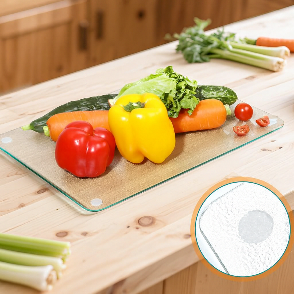Légumes sur planche a decouper en verre trempé