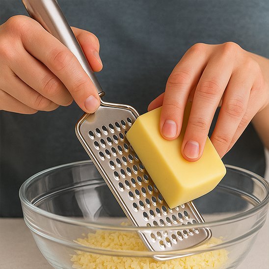 Râpe à fromage en acier inoxydable avec manche ergonomique